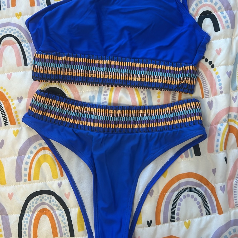 SHEIN Blue and Multicolor Bikini Set